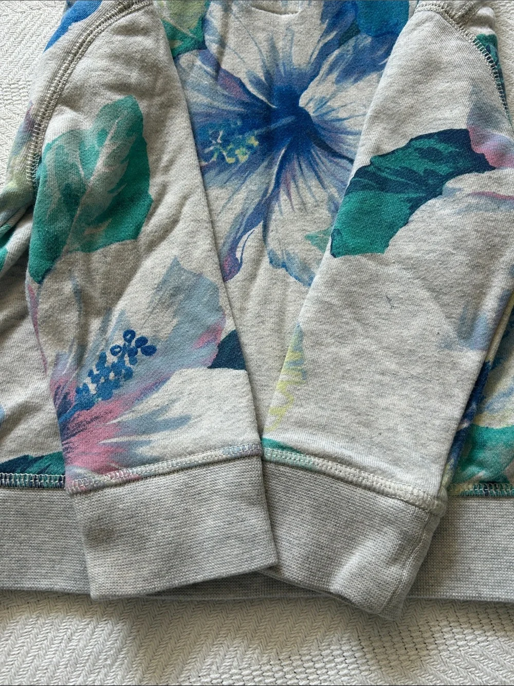 GAP Grey Hoodie with Blue & Teal Floral Design